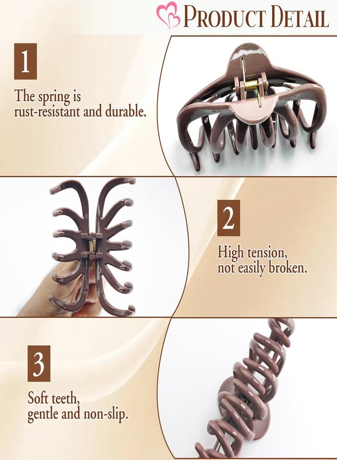 Jyukan Silicone Hair Clips for Women Soft Claw Clip for Thick and Thin Hair Non-Slip Flexible Strong Hold Hair Claws 6 Pack (Khaki, Coffee, Black) - Image 5